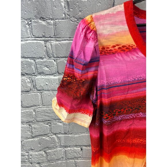 Chico's Cotton Slub Rio Sunset Henley Tee Top Sunset Peach Size 3 XL - Picture 5 of 10